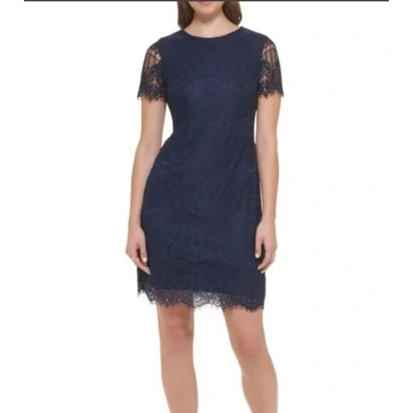 Kensie Midnight Blue Lace Mini Dress Size 6 NEW Cocktail Evening - Picture 2 of 4